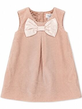 Heirlooms by Little Wonders Girls 18M Pink Velour Bow Dress Sleeveless Party